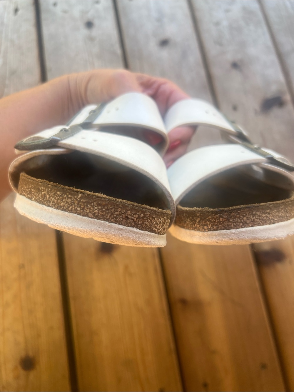 Birkenstock White Arizona Two-Strap Slide Sandals - Picture 13 of 16